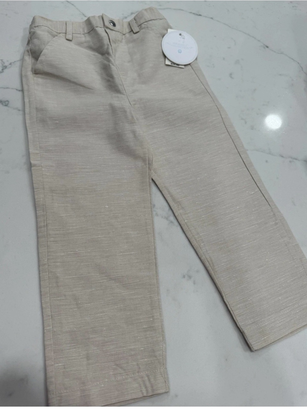 Edgehill Collection 24 MO Boys Pale Khaki Linen Pants  NWT